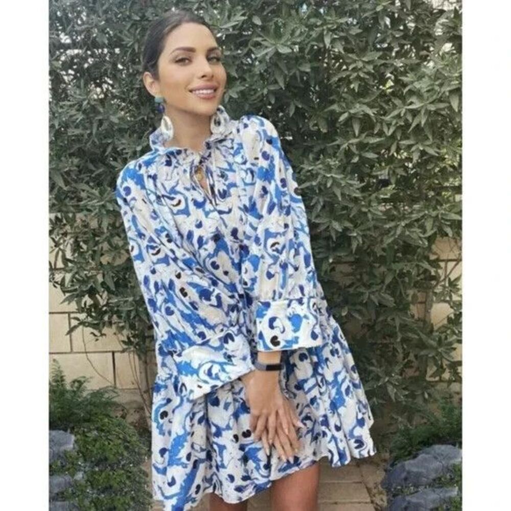 H&M Conscious Exclusive Organic Cotton Babydoll Dress Ruffles XS Resort Summer
